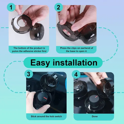 Vista 7 de Fundas de seguridad para pomo de estufa y cerradura de horno para niños y bebés, fundas para pomos de gas de tamaño universal, vista clara, fundas