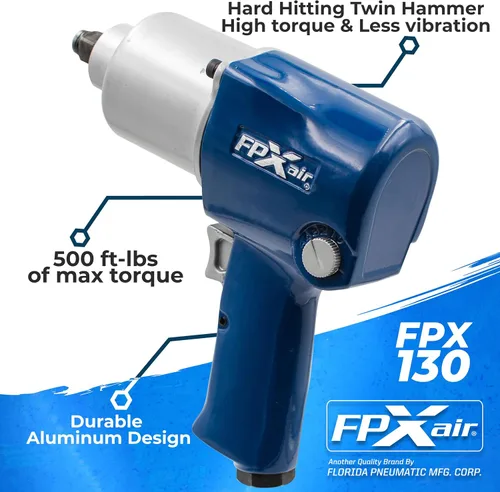 Vista 2 de FPXAIR Llave de impacto de aluminio de 1/2 ": FPX-130, Herramientas eléctricas automotrices para mecánica, herramientas de garaje