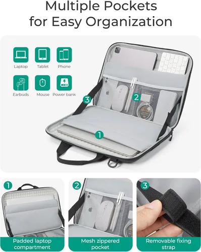 Vista 3 de BAGSMART Funda para portátil a prueba de golpes con asa
