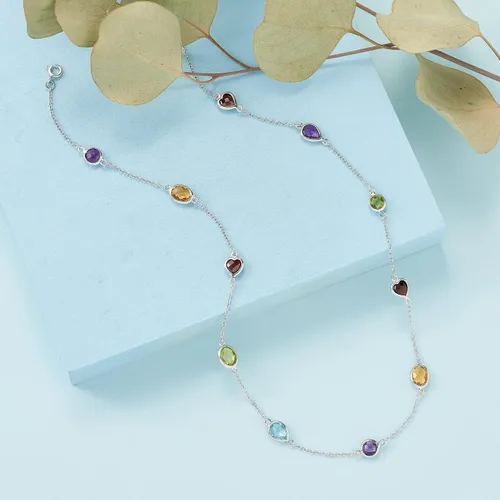 Vista 3 de Ross-Simons 7.85 ct. t.w. Multi-Gemstone Station Necklace in Sterling Silver