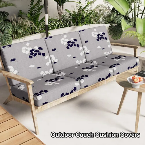 Vista 43 de hyha Fundas de cojín de sofá estampadas, fundas de sofá florales lavables para sofás con 2 cojines, fundas de cojín de patrón elástico para muebles