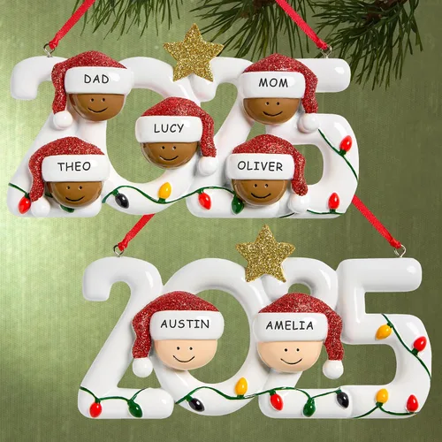 Vista 2 de Let's Make Memories Adorno de Navidad personalizado para familias, resina grabada con láser, adorno de recuerdo de Navidad 2025, decoración