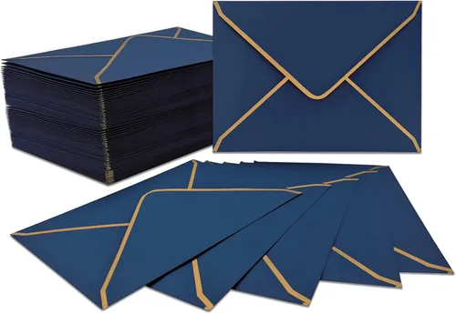 Vista 7 de 50 sobres de invitación de lujo, sobres negros de 5 x 7 pulgadas para boda, graduación