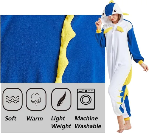 Vista 5 de SimZoo Adult Animal Onesie Pajamas, Men and Women's Animal Cosplay Costume Sleepwear, One-Piece Unisex Homewear