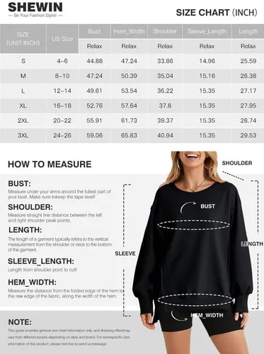 Vista 6 de SHEWIN Sweatshirt for Women Crewneck Spring Lightweight Solid Color 2024 Fashion Warm Oversized Fit Pullover Sweatshirts