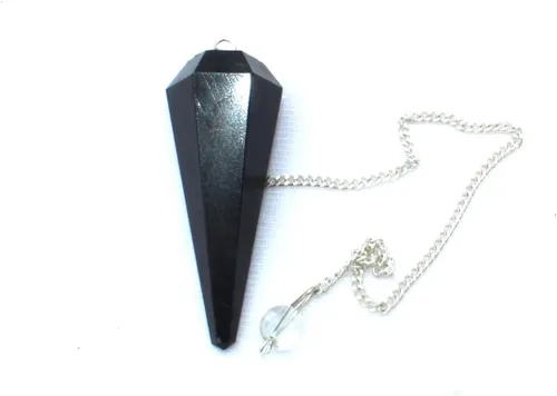 Vista 3 de Piedras preciosas de reiki, con forma de cono de turmalina negra y facetada para adivinación