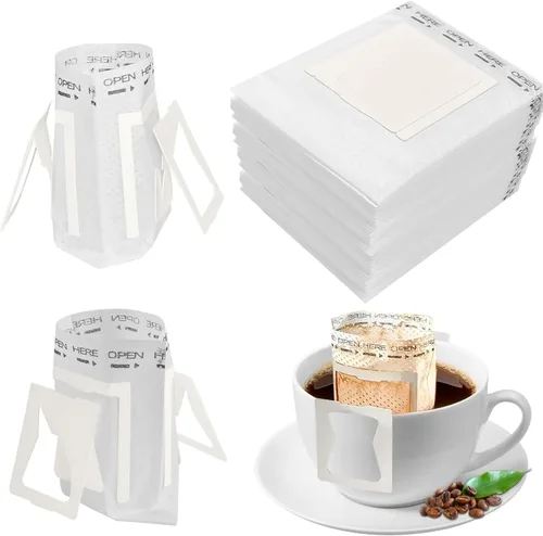 Vista 7 de 75 bolsas de papel de filtro de café con 75 bolsas de papel de aluminio para almacenamiento de café, bolsas de embalaje desechables de grado