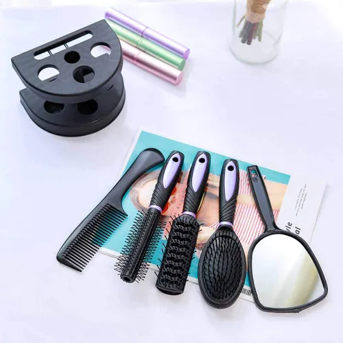 Vista 2 de Zoestar Juego de 5 cepillos y peine para el cabello para mujeres y hombres (A-morado)