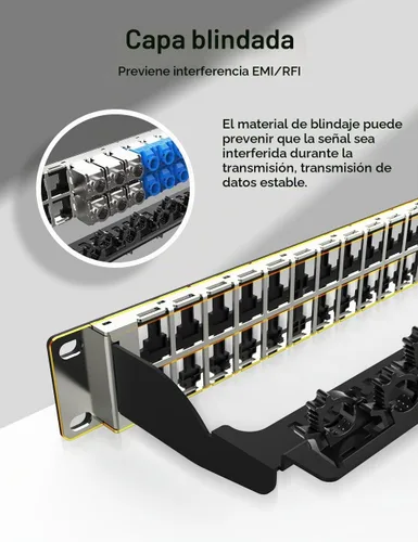 Vista 7 de Panel de conexión Keystone en blanco de 48 puertos para montaje