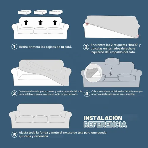 Vista 7 de JIVINER Fundas de sofá de 3 piezas para sofá de 2 cojines, funda elástica para sofá con 2 fundas de cojín de asiento extra grandes, fundas de sofá