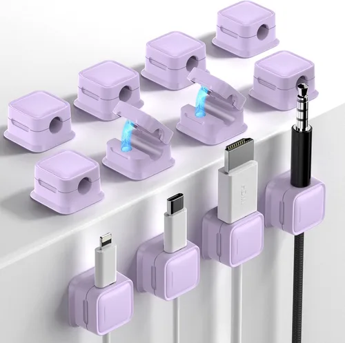 Vista 24 de Paquete de 8 Organizadores de Cables con Soporte, Costop Fuerte Adhesivo Magnético para Gestión de Cables de Escritorio, Fácil de Abrir, Organiza
