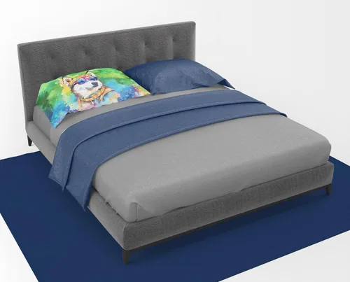 Vista 3 de Caroline's Treasures DAC2564PILLOWCASE - Funda de almohada estándar de Husky Siberiano, Hippie Dawg, ligera, súper suave, fácil de cuidar