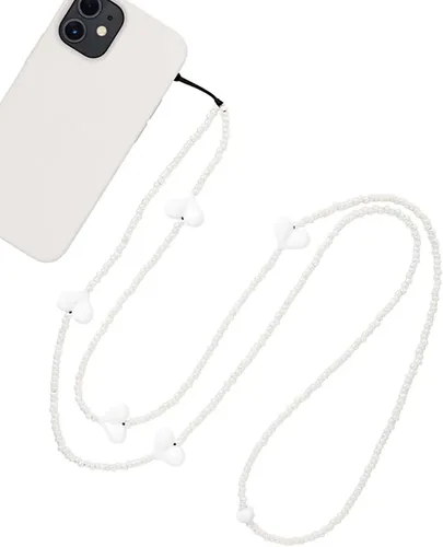 Vista 33 de Beaded Phone Charm Lanyard Strap Crossbody Fixed Beads Pearl Neck Chain