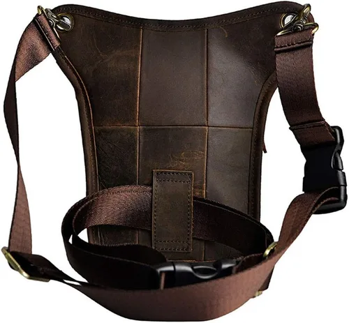 Vista 2 de Riñonera de cuero para hombres y mujeres, cinturón multiusos para motocicleta, bicicleta, deportes al aire libre, táctica, ciclismo, equitación
