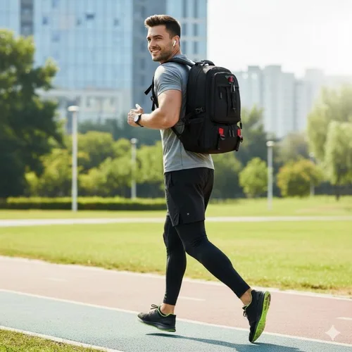 Vista 2 de Mochila De Viaje Grande Con Compartimiento Para Zapatos Acampar Senderismo