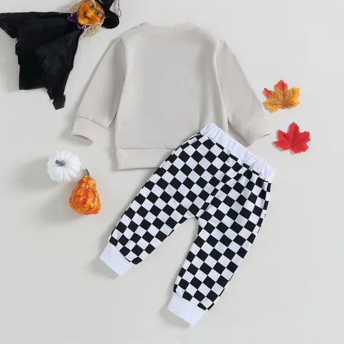 Vista 3 de Ropa para el día de San Valentín para bebé, sudadera de manga larga con letras, pantalones deportivos elásticos para otoño e invierno