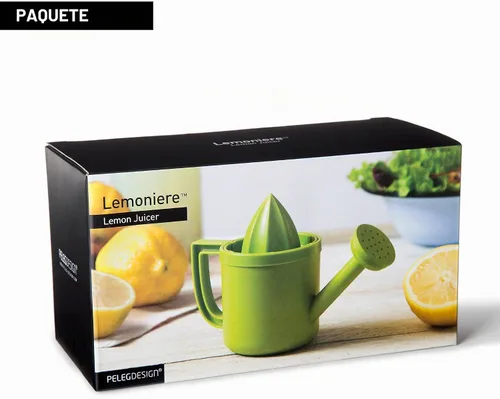 Vista 2 de Peleg Design Lemoniere - Exprimidor manual en forma de regadera original, exprimidor de plástico verde con vertedor para jugo de limón o cítricos