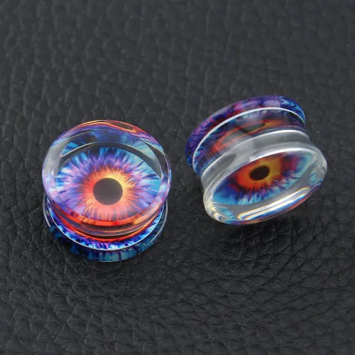 Vista 3 de ZS Acrílico Transparente Púrpura Globo Ocular Moda Tapones para Oídos Túnel Expansor Calibres Piercing