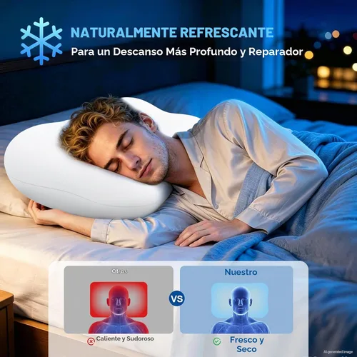 Vista 6 de Almohada cervical para aliviar el dolor de cuello y dormir de lado Blanco