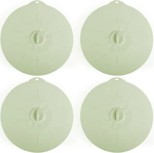 Vista 11 de Paquete de 4 tapas de silicona de 3.9 pulgadas para tazas, tazones, platos, sartenes, cubierta para salpicaduras de microondas, recipientes