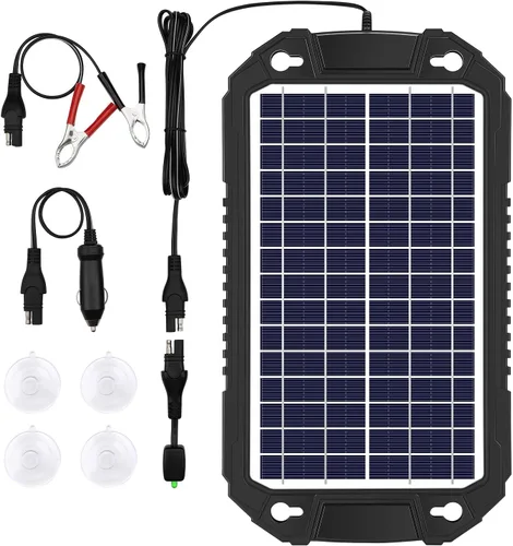 Vista 9 de Sunway - Cargador y mantenedor de batería solar para automóvil, 5 W, 12 V, kit de cargador de energía solar, impermeable, para automóvil, RV, barco