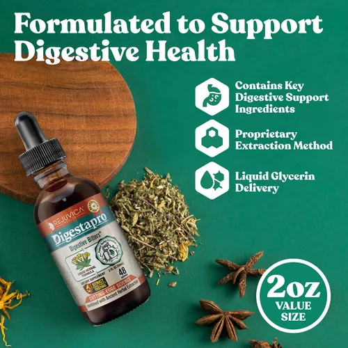 Vista 2 de Rejuvica Health DigestaPro - Suplemento avanzado para amargos digestivos - Entrega líquida para una mejor absorción - Genciana, alcachofa, bardana