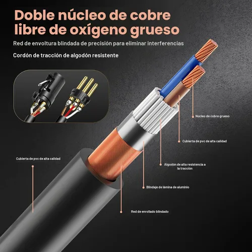 Vista 2 de Cable DMX de 6.5 pies, 8 unidades, cables XLR flexibles chapados