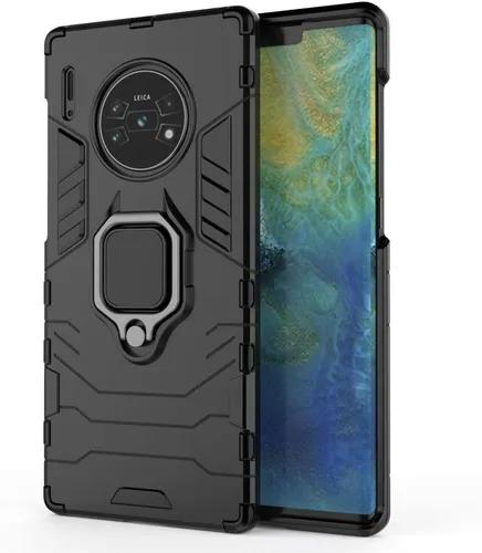 Vista 6 de Compatible con Huawei Mate 30 Pro, funda Huawei Mate30 Pro 5G, soporte de anillo de metal, parachoques duro a prueba de golpes