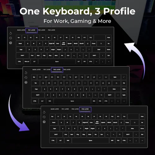 Vista 7 de XVX HE68 Max Teclado de Activación Rápida 60%, Teclado de Efecto Hall con Interruptor Gateron Magnetic Jade Max, Marco de Aluminio CNC, Teclado