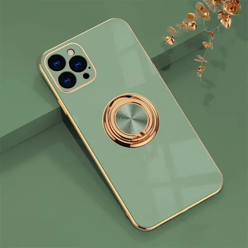 Vista 64 de Compatible con iPhone 11 Kickstand, anillo de rotación de 360 grados integrado con borde de oro rosa brillante que funciona con soporte magnético