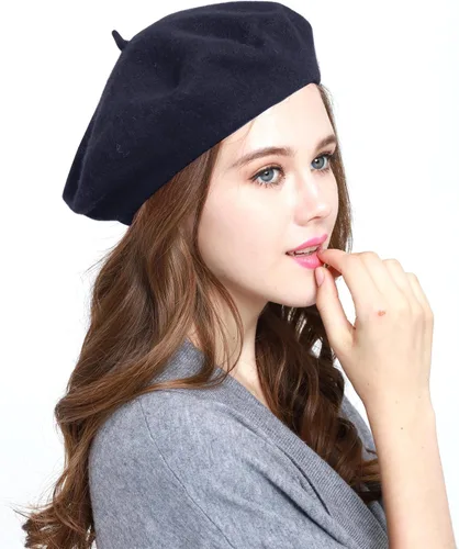 Vista 6 de WW004 Invierno 100% Lana Cálida Arte Francés Vasco Boina Tam Beanie Cap