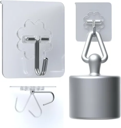 Vista 13 de DDMY Ganchos adhesivos resistentes para colgar 50 libras (máx.), ganchos de pared negros con fuerte adherencia, gancho extraíble sin daños