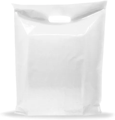 Vista 15 de Infinite Pack Bolsa de plástico con asa troquelada de 9 x 12 pulgadas, bolsas de plástico negro para mercancía, paquete de 100 unidades para venta