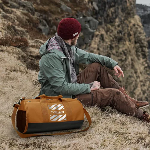 Vista 7 de TUGUAN Bolsas de gimnasio para hombres y mujeres, bolsa de gimnasio con bolsillo húmedo y compartimento para zapatos, bolsa de lona para hombres