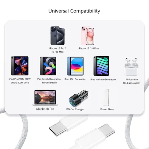 Vista 3 de Adaptador de cargador rápido de 3 pies y 20 W para AirPods 4 Gen 4 generación, AirPods Pro 3 2025/Pro 2 2nd, Air Pods Max 2024, iPhone 17 16e 16 15