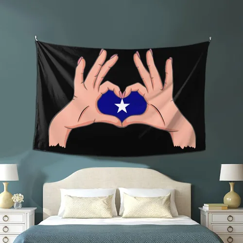 Vista 4 de LIFANGMI Holding A Heart Bonnie Blue Flag Tapestry Wall Hanging 60x40 Inch Bedroom Living Room Dormitory Home Decoration Wall Tapestry