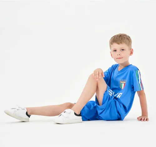 Vista 4 de BDONDON Camisetas de fútbol para niños y niñas, trajes de camiseta de entrenamiento de fútbol para niños y niñas, uniformes