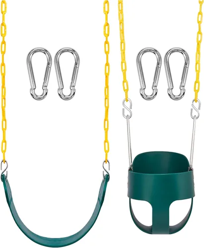 Vista 8 de Sorbus Cuna para bebé - Columpio para niños pequeños con respaldo alto, columpio tipo cubeta para bebés y niños pequeños, con cadenas recubiertas