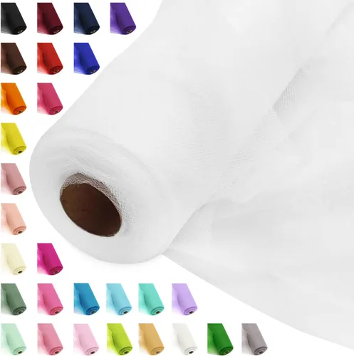 Vista 54 de Rollos de tela de tul, 54 pulgadas por 10 yardas (30 pies), cinta de tul para decoración de fiestas de boda, rollo de tela transparente en bobina