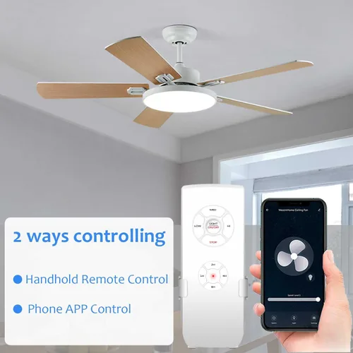 Vista 2 de Interruptor de ventilador WiFi inteligente, ventilador de techo y kit de control remoto de luz, controlador WiFi compatible con Alexa Google