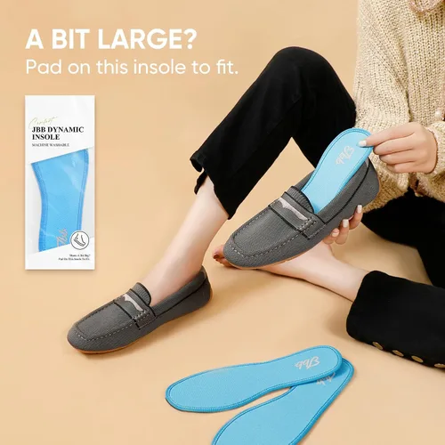 Vista 4 de JBB Mocasines de punto para mujer, mocasines Penny cómodos, sin cordones, zapatos para caminar y lanchos..