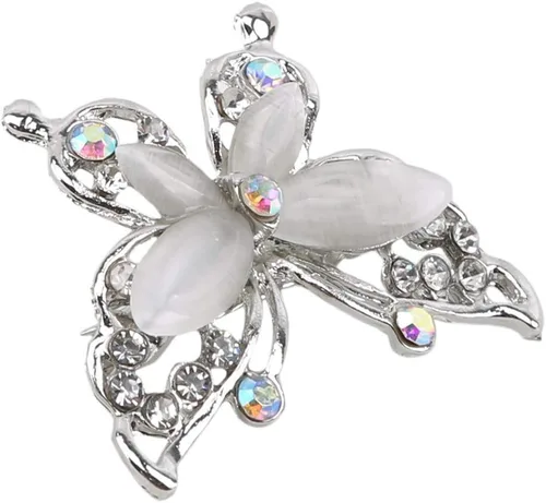 Vista 2 de LKEEP Broche de mariposa, elegantes broches de diamantes de imitación para mujer, bufanda, chal, accesorios de ropa, Metal, no conocido