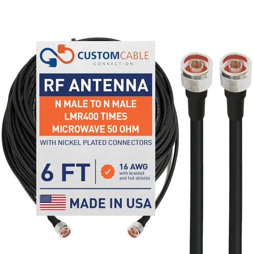 Vista 27 de Custom Cable Connection Cable de antena coaxial de baja pérdida de 3 pies N macho a N macho LMR400 veces para microondas de 50 ohmios
