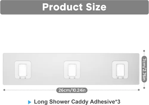 Vista 2 de Organizador de ducha de repuesto adhesivo, ganchos adhesivos transparentes, No Drilling, Waterproof, for Shower Caddy, Strong Bathroom Storage