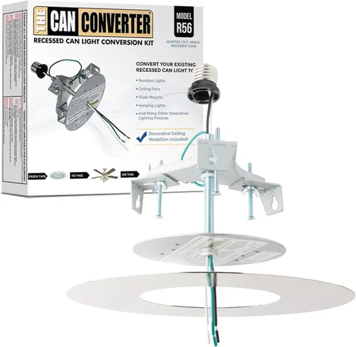 Vista 14 de The Can Converter R56 - Kit de conversión de luz empotrada para lata con medallón de techo plano de 7 pulgadas, mejoras para el hogar para latas