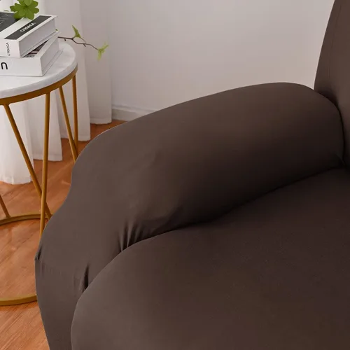 Vista 3 de vctops Fundas para sofá reclinable de 3 cuerpos, elásticas, de punto, suaves, lisas, antideslizantes, para sofá, protector de muebles con parte Café