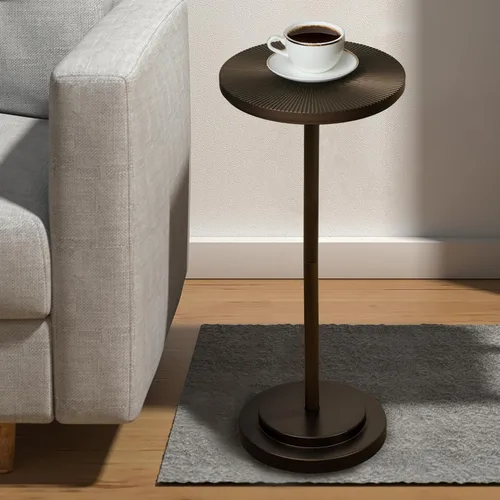 Vista 13 de COVLON Mesa de bebidas, mesa de Martini tallada, mesa auxiliar pequeña, mesa de pedestal con base pesada para sala de estar, dormitorio, espacio
