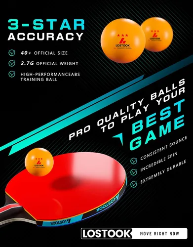Vista 3 de Professional Ping Pong Paddles Set of 2/4 with Portable Oxford Cloth Ping Pong Case and 3 Star Balls, Table Tennis Paddles for Adults and Family