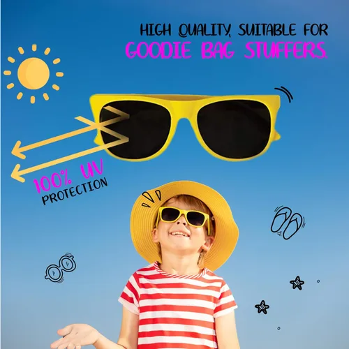 Vista 5 de Neliblu Gafas de sol para niños, regalos de fiesta a granel, estilo de los años 80, para playa y piscina, bolsas de recuerdo de fiesta, premios
