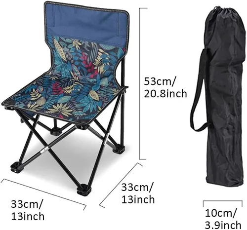 Vista 3 de Silla de camping plegable portátil para exteriores, capacidad de 330 libras con respaldo